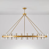 60 Inch Gold Wagon Wheel Chandelier with Crystal Shade, 60 Lights