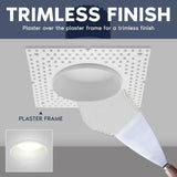 LUXRITE 3 Inch LED Regressed Trimless Spotlight, Push N’ Lock, 5 CCT Selectable (2700K-5000K), 15W, 950 Lumens, CRI 90, Dual Dimming (0-10V/Triac), 120-277V, ETL Listed, Damp Rated, Round (4 Pack)