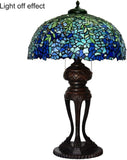 Tiffany-Style Lamp Table Peach Kapok Peony Glass Lampshade Desk(