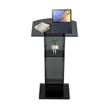 43" Semi-Transparent Black Acrylic Podium&Lectern Stand Portable with Storage Shelf