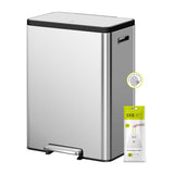 rash Can with Recycle Bin, Stainless Steel Garbage Can with Lid
