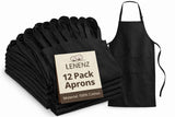 Lenenz Bib Apron (Pack of 12) - Adjustable 100% Cotton Kitchen Apron with 2 Pockets, Durable Black, Unisex for Cooking, Chef, BBQ & Restaurant Use