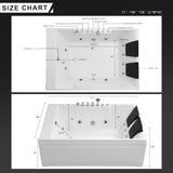 72-Inch Whirlpool Jetted Tub,Acrylic Hydro Massage Bathtub with 10 Jets,Alcove, Color-Changing LED Lights,2-Person Jetted Bath Tub for Couples