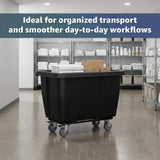 8 Cubic Foot 500 lb. Trash Cube Truck, Black Commercial Laundry Cart, Construction Trash Recycling Trolley, Industrial Garbage Wagon Transportation, Rolling Waste Bin