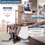 Adjustable Laptop Stand – Rolling Computer Desk & Ergonomic Table for Bed, Sofa, or Office