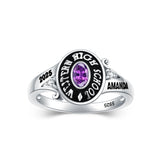 Oseew 2027 Graduation Class Ring for Women High School College (White Gold)