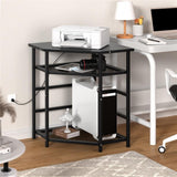 hezhuhe2258 Pc Stand Corner PC Tower Stand Printer Stand Table with Power Sockets USB Port, for Home Office Printer Stands, Storage Shelf, CPU Stand