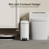 CEROELDA Small Bathroom Trash Can with Lid Soft Close, 5L/1.3 Gallon Stainless Steel Slim Garbage Can