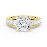 MSBLUE Staircase Princess Cut Moissanite Ring, 1CT Yellow Size 8.5