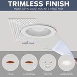 LUXRITE 4 Inch Trimless Gimbal LED Recessed Lighting, 20W, 2000LM, 5CCT Selectable 2700K-5000K, 38° Beam Angle, Dual Dimmable, Directional Push-n-Lock Spotlight, CRI 90, Damp & IC Rated, ETL (4 Pack)