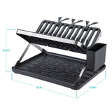 Home Zone Living Foldable Dish Drying Rack with Removable Utensil Caddy and Drip Tray