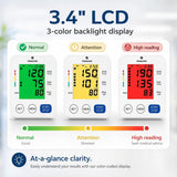 P PANACARE Upper Arm Blood Pressure Monitor for Home Use, Adjustable Cuff (8.7–16.5 inches), Large Backlit Display, White