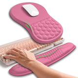 Hokafenle 2in1 Combination, Wave Keyboard Wrist Rest and Ergonomic Curvature Mouse Pad Wrist Support for Relieve Wrist Pain, Filled with Soft Cushion Memory Foam, Tough Guy Pink