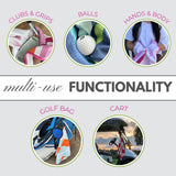 Obirdie Bamboo Golf Tees (50-Pack, 2.75 & 1.5 Inch, Pink & Red) & Magnetic Golf Towel (18x18 in., Pink Stripe, with Detachable Clip)