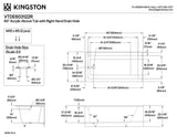 KINGSTON BRASS VTDE603122R 60-Inch Contemporary Alcove Acrylic Bathtub with Right Hand Drain and Overflow Holes, White