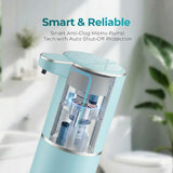 Wisekoti P11 Seafoam Automatic Foaming Soap Dispenser – Unique Coastal Tone, Touchless Sensor, 4-Level Foam Control, USB-C Rechargeable, 380ml, Wall Mounted or Countertop for Kitchen & Bathroom