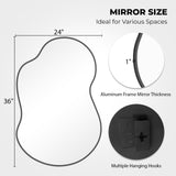 WallBeyond Irregular Wall Mirror – Asymmetrical Mirror with Aluminum Alloy Frame, Decorative Wall Mirror for Living Room, Bedroom, Bathroom, and Entryway 36" H x 24" W (Black)
