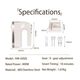 400W Hand Mixer with Electronic Control, 304 Stainless Steel 6-Rod Set & Storage Base - Heavy Duty Electric Kitchen Blender for Baking, Whipping, Mixingr
