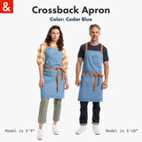 hedley & bennett Crossback Apron - Crossback Chef Apron with Pockets - 100% Cotton Denim, 8oz - Cedar Blue