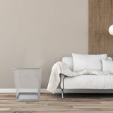 Kichvoe Square Mesh Office Garbage Bin Silver Iron Wastebasket
