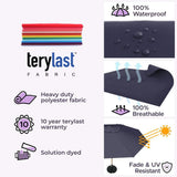Midtown Umbrellas Push & Pop 10 Ft Patio Umbrellas with Push & Pop Mechanism, 8 Fiberglass Ribs & Terylast Polyester Fabric – For Deck, Pool, Cafés and Hotels – Navy Canopy, Silver Pole