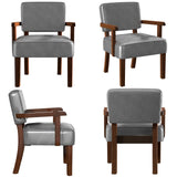 FAGAGA Faux Leather Accent Chair, Mid-Century Armchair with Wood Frame