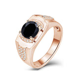 Oseew 14k Gold Created Mens Black Onyx Rings Gold Black Onyx Ring for Men Square Gemstone for Men Gold Mens Black Onyx Rings