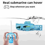 Tsiodot Mini RC Submarine Waterproof Remote Control Boat Underwater Diving Fish Tank Toy for Kids Birthday Gift（Blue）