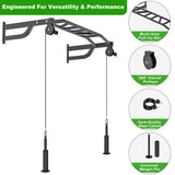 SELEWARE 48" Wall Mount Pull Up Bar with Pulley System, Heavy Duty Multi-Grip Chin Up Bar for Home Gym, 500 lbs Capacity, Fits 16" & 24" Wood Studs, Upper Body Workout Equipment for Strength Training