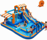 Maybird Inflatable Water Slide, 12-in-1 Bounce House with Climbing Wall, Splash Pool, Crawl Tunnel, Obstacles, Two Water Slides Bounce House for Kids Ages 3-8 Indoor Outdoor