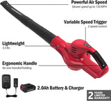 PowerSmart 20V Cordless Leaf Blower with 2.0Ah Battery and Charger, Lightweight Small Leaf Blower for Gutter 2024 Version