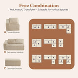Furnify 106" Cloud Sectional Couch, Left/Right Facing Convertible Sofa with Deep Seat, L-Shape Modular Upholstered Foam Couch for Living Room Bedroom, No Assembly Required (Corduroy Fabric, Beige)