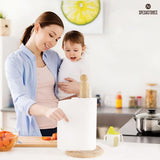 SPESHSTONES Travertine Paper Towel Holder 12.5 Inch Handmade Marble Freestanding Paper Towel Stand with Non-Slip Weighted Base for Kitchen & Bathroom Counter