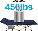 ARAER Camping Cot, 450LBS(Max Load), Portable Folding Outdoor Bed with Carry Bag for Adults Kids, Heavy Duty Cot for Traveling Gear Supplier, Office Nap, Beach Vocation and Home Lounging (Navy Blue)