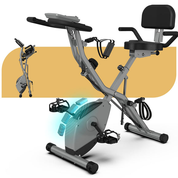 LINBOLUSA Indoor Exercise Bike for Seniors, Foldable 5 IN 1 Stationary Bike with 16-Level Magnetic Resistance and Tri-Position Ride, 300LBS Capacity, 5.5 LBS Flywheel, Designed for Home Workout 818 LINBOLUSA