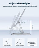 Aoviho 360° Rotating Laptop Stand for Desk | Adjustable, Foldable, Portable Aluminum Ergonomic Riser