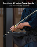Damascus Maple Leaf Katana for Display, Hand Forged Full Tang Sword