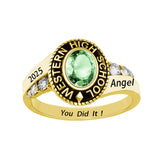Oseew Custom High School 2027 College Birthstone Rings（Yellow Gold）