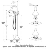Wowkk Freestanding Bathtub Faucet Black Free Standing Tub Filler Brass Bathtub Faucets Floor Mounted Bathroom Tub Faucet with Hand Shower