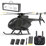 rcxperts YU Xiang F119S MD500 Remote Control Helicopter, 1/16 2.4G 9CH 250-Class 6-Axis Gyro Military RC Helicopter with 6G/3D Switchable Modes and Optical Flow for Adult(Black/3 Battery)