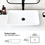 NOHALIPY 24*15 Inch Glossy White Modern Art Countertop Bathroom Vessel Sink, Decorative-Functional Ceramics Rectangle Vessel Sinks, Elegant Above Counter Large Washbasin Bowl for Bathroom Vanity, RVs