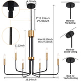 LXWNYY Modern Black and Gold Chandelier,6-Light Farmhouse Chandelier for Dining Room Light Fixtures Ceiling Hanging Industrial Chandelier Light Fixture for Kitchen Living Room Bedroom Entryway