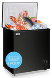 Chest Freezer 5.0 Cu.Ft Small Deep Freezer Black Top Door Mini Freezer with Removable Basket, Low Noise, 7 Adjustable Temperature and Energy Saving Perfect for Home Garage Basement Dorm or Apartment