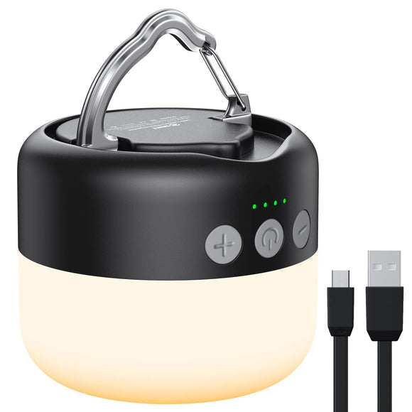 LED Camping Lantern Rechargeable 1000LM, Up to 300H Running Time Camping Tent Light, 6700mAh Emergency Hanging Light, Black ZMNT