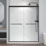 ENSO SENKA 56-60" W x 72" H Semi-Frameless Bypass Sliding Shower Door, Easy-to-Clean Treated Clear Tempered Glass, Matte Black