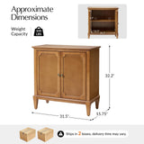 HULALA HOME Storage Cabinet with Adjustable Shelf, 2-Door Accent Sideboard with Solid Wood Legs and Vintage Metal Handles, Matte Finish(Teak,Set of 2)