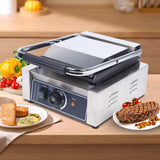 Commercial Sandwich Press 1800W Countertop Panini Grill 110V Sandwich Panini Press Grill Non Stick Surface Electric Maker Temperature Control for Hamburgers Steaks for Restaurant Cafe