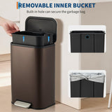 GarveeHome 3.2 Gal Stainless Steel Bathroom Trash Can with Lid, Brown