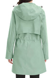 ATLASLAVA Rain Jacket Women Waterproof Long Raincoat Hood Lightweight Windbreaker Outdoor Coat LIGHT GREEN L