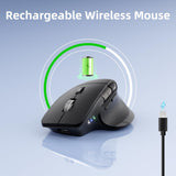 INFINMIND Ergonomic Wireless Bluetooth Mouse with 6 Programmable Buttons(Mac/Windows), Multi-Device, Flying Scroll & Side Wheel, 5 Level DPI, Rechargeable Silent Mice for Laptop, PC, Tablet, MacBook.